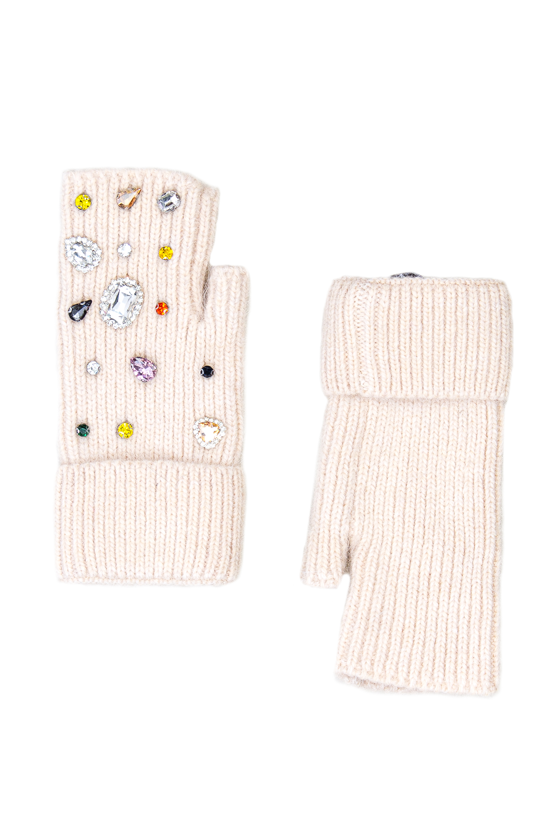 GUANTO MAGLIA CON CASTONI APPLICATI, TG UNICA  - LIGHT PINK